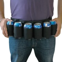 Egpull<Redneck 6 Pack Beer & Soda Can Holster Belt - BLACK - Miniature Marvels: Airplane Models & Painted Dice