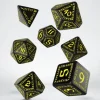 Dice<Runic Black & Yellow Dice Set (7) QWS SRUN07 - Miniature Marvels: Airplane Models & Painted Dice
