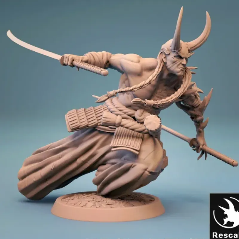 Miniature<Samurai Demon - Miniature Marvels: Airplane Models & Painted Dice