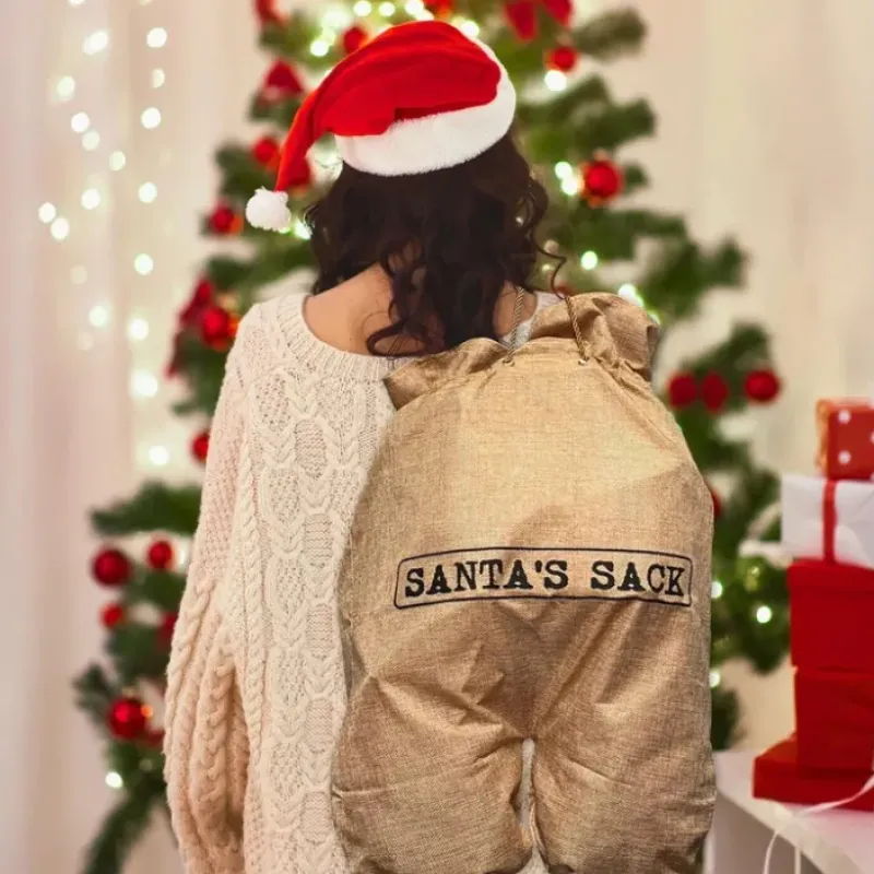 Egpull<Santa's Ball Sack Holiday Bag - Stocking Holiday Christmas Bag - Miniature Marvels: Airplane Models & Painted Dice