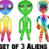 Egpull<SET OF 3 - Assorted 36" Alien Inflatable Blow Up Inflate - Rainbow-Green-Tie Dye - Miniature Marvels: Airplane Models & Painted Dice