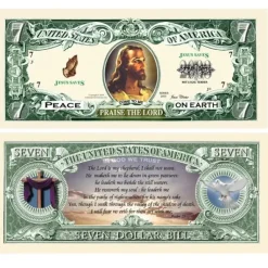 Egpull<Set of 100 - Jesus Christ Praise The Lord Christian Religious Novelty $7 Bills - Miniature Marvels: Airplane Models & Painted Dice