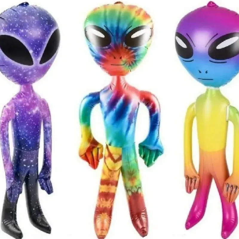 Egpull<SET OF 3 Assorted 36" Alien Inflatable Blow Up Inflate - Galaxy Rainbow Tie Dye - Miniature Marvels: Airplane Models & Painted Dice