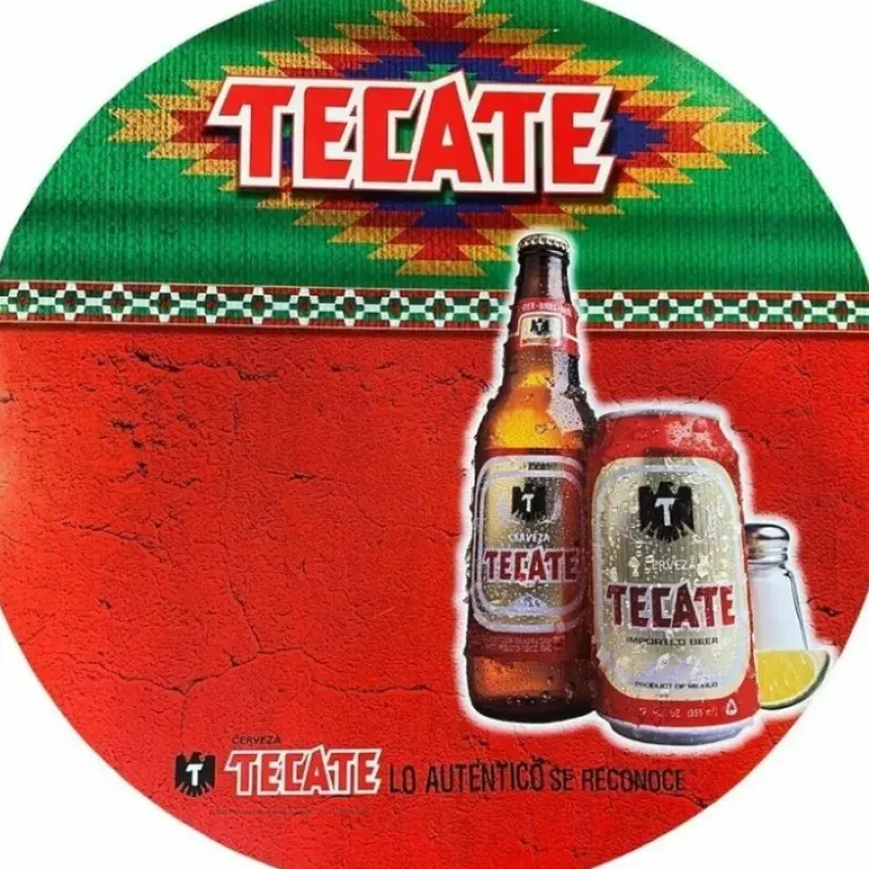 Egpull<SET OF 2 TECATE Beer Bottle Posters Round Circle Bar Pub Signs - Mancave Room - Miniature Marvels: Airplane Models & Painted Dice