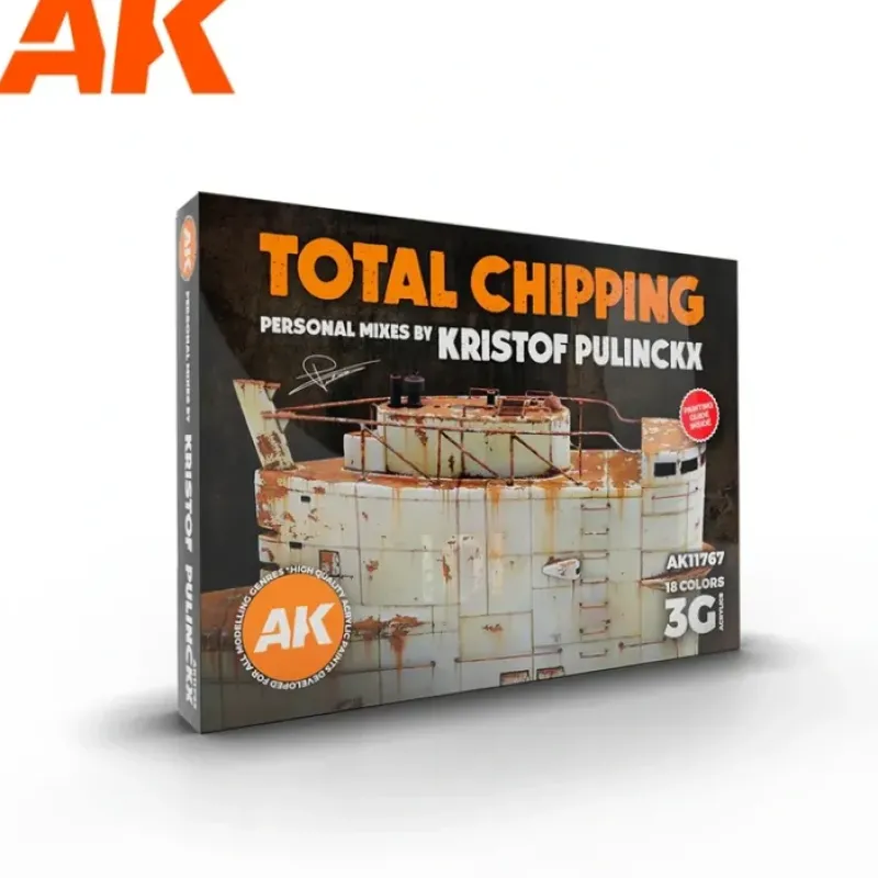 Paint<Signature Set: Total Chipping - Kristof Pulinckx (18 Colors Set) LTG AK-11767 - Miniature Marvels: Airplane Models & Painted Dice