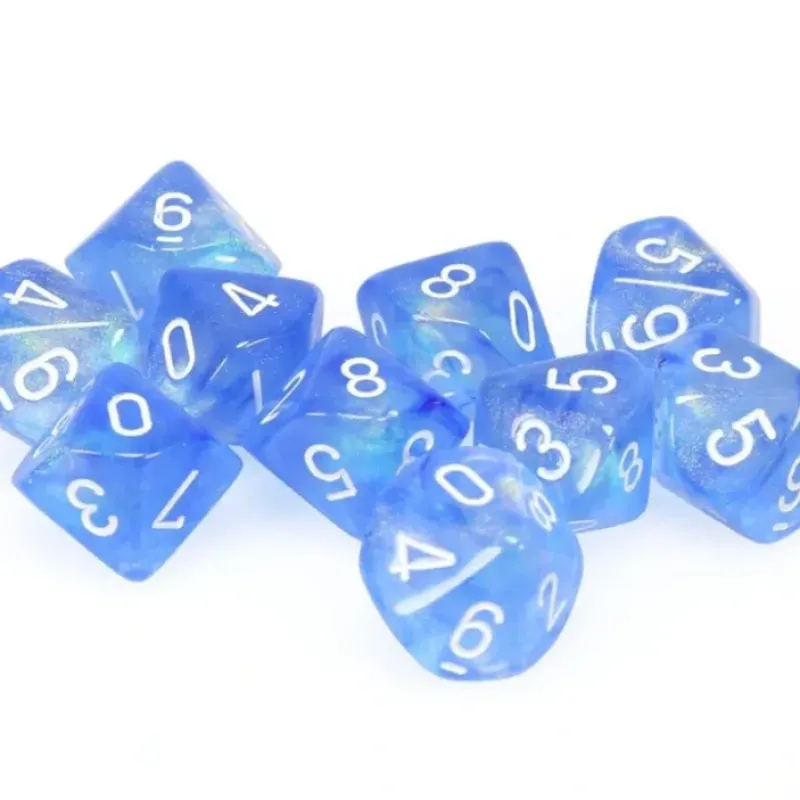 Dice<Sky Blue / White: Borealis d10 Dice Set (10's) CHX 27226 - Miniature Marvels: Airplane Models & Painted Dice