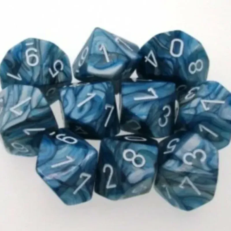 Dice<Slate / White: Lustrous d10 Dice Set (10's) CHX 27290 - Miniature Marvels: Airplane Models & Painted Dice