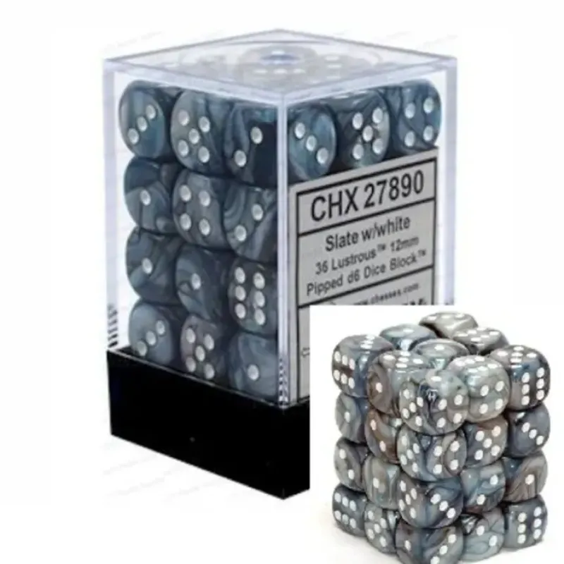 Dice<Slate with White: Lustrous 36d6 12mm Dice Block CHX 27890 - Miniature Marvels: Airplane Models & Painted Dice