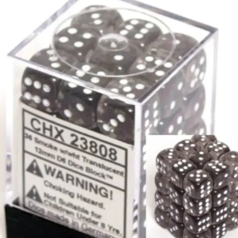 Dice<Smoke with White: Translucent 36d6 12mm Dice Block CHX 23808 - Miniature Marvels: Airplane Models & Painted Dice