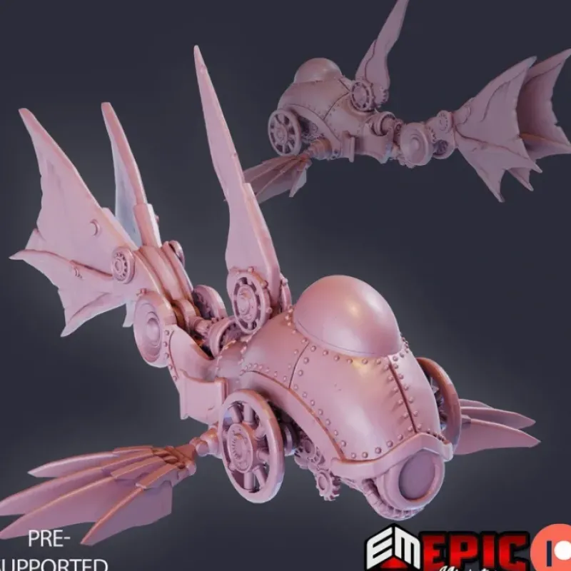 Miniature<Steam-Tech X1200 Flappyfish - Miniature Marvels: Airplane Models & Painted Dice