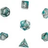Dice<Steel-Teal with White: Gemini Polyhedral Dice Set (7's) CHX 26456 - Miniature Marvels: Airplane Models & Painted Dice