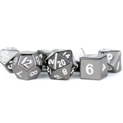 Dice<Sterling Gray 16mm Polyhedral Dice Set MET 008 - Miniature Marvels: Airplane Models & Painted Dice