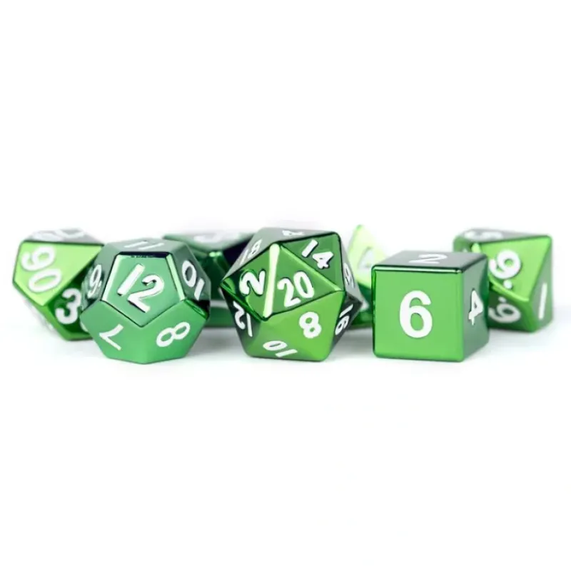 Dice<Sterling Gray 16mm Polyhedral Dice Set MET 008 - Miniature Marvels: Airplane Models & Painted Dice