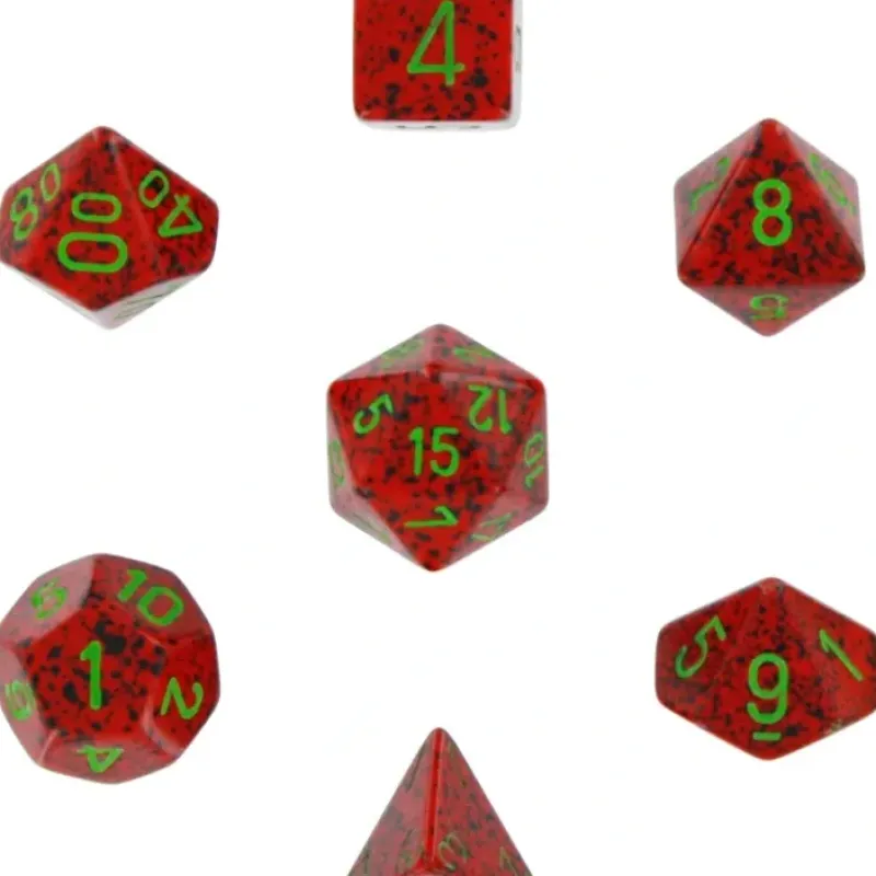 Dice<Strawberry: Speckled Polyhedral Dice Set (7's) CHX 25304 - Miniature Marvels: Airplane Models & Painted Dice