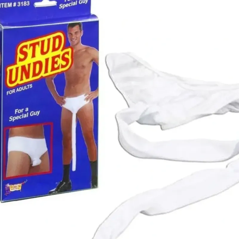 Egpull<STUD UNDIES UNDERWEAR Hung White Briefs Long Men Bachelorette - Adult GaG Joke - Miniature Marvels: Airplane Models & Painted Dice