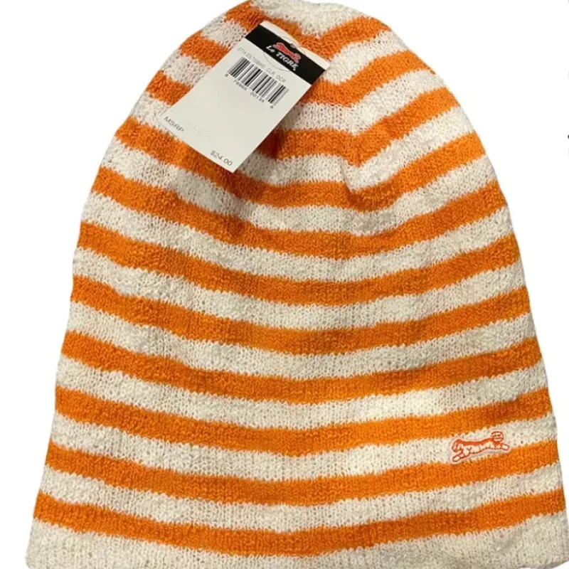 Egpull<Stylish Genuine Le Tigre Knit Hat Winter Beanie - Orange & White 100% Acrylic - Miniature Marvels: Airplane Models & Painted Dice