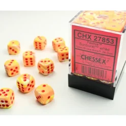 Dice<Sunburst / Red: Festive 36d6 12mm Dice Block CHX 27853 - Miniature Marvels: Airplane Models & Painted Dice