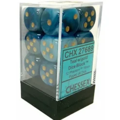Dice<Teal / Gold: Phantom 12d6 16mm Dice Set CHX 27689 - Miniature Marvels: Airplane Models & Painted Dice