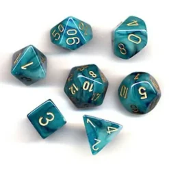 Dice<Teal / Gold: Phantom Polyhedral Die Set (7's) CHX 27489 - Miniature Marvels: Airplane Models & Painted Dice