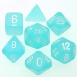 Dice<Teal with White: Frosted Polyhedral Dice Set (7's) CHX 27405 - Miniature Marvels: Airplane Models & Painted Dice