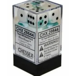 Dice<Teal-White / Black: Gemini 12d6 16mm Dice Set CHX 26644 - Miniature Marvels: Airplane Models & Painted Dice