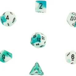 Dice<Teal-White / Black: Gemini Polyhedral Dice Set (7's) CHX 26444 - Miniature Marvels: Airplane Models & Painted Dice