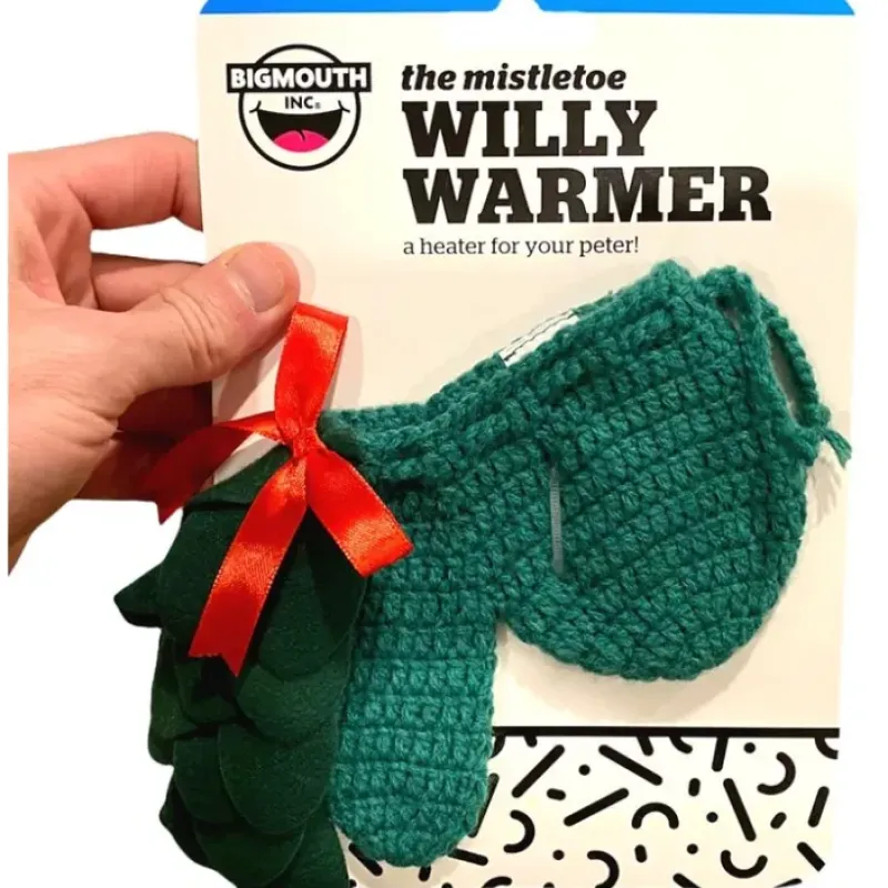 Egpull<THE CHRISTMAS MISTLETOE Willy Warmer Weener Knitted Crochet Sock - GaG Joke Gift - Miniature Marvels: Airplane Models & Painted Dice