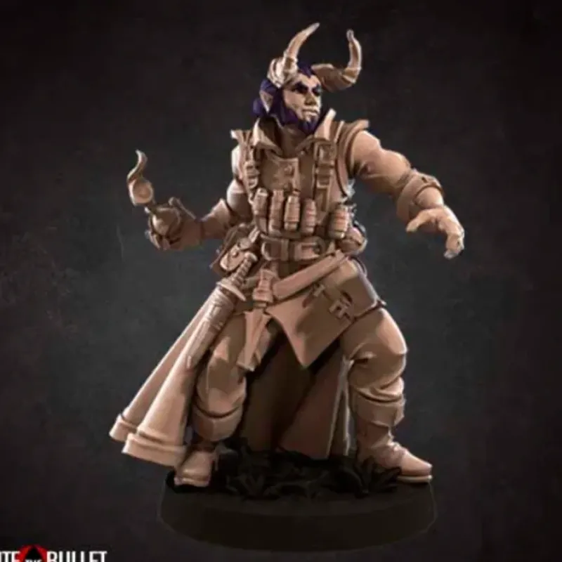 Miniature<Tiefling Artificer - Miniature Marvels: Airplane Models & Painted Dice