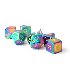 Dice<Torched Rainbow 16mm Polyhedral Dice Set MET 014 - Miniature Marvels: Airplane Models & Painted Dice