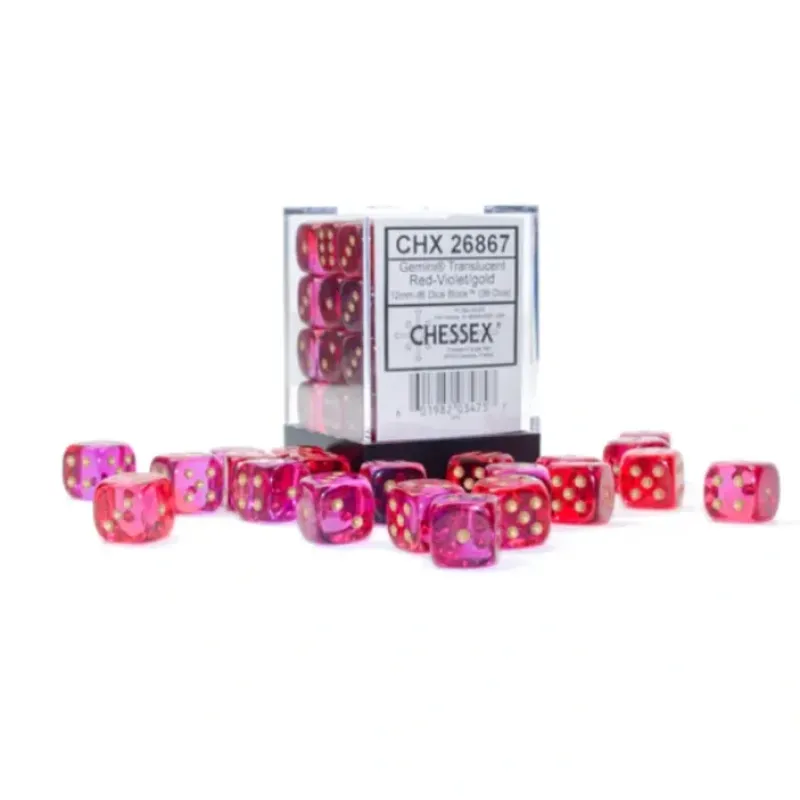 Dice<Translucent Red-Violet / Gold Dice: Gemini 36d6 12mm Dice Block CHX 26867 - Miniature Marvels: Airplane Models & Painted Dice
