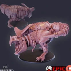 Miniature<T-Rex Attacking With Armor - Miniature Marvels: Airplane Models & Painted Dice