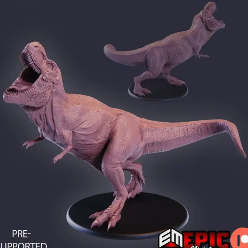 Miniature<T-Rex Roaring - Miniature Marvels: Airplane Models & Painted Dice