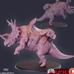 Miniature<Triceratops Attacking With Mount - Miniature Marvels: Airplane Models & Painted Dice