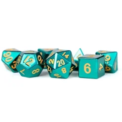 Dice<Turquoise with Gold Numbers 16mm Polyhedral Dice Set MET 015 - Miniature Marvels: Airplane Models & Painted Dice
