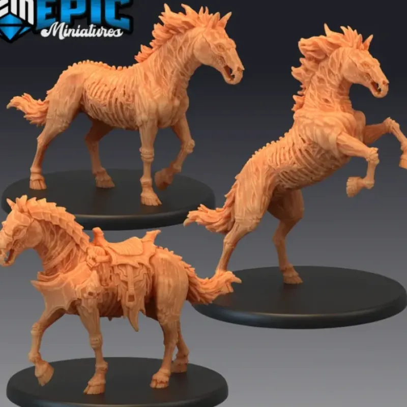 Miniature<Undead Horse Set - Miniature Marvels: Airplane Models & Painted Dice