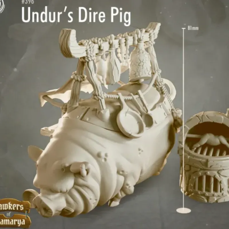 Miniature<Undurs Dire Pig - Miniature Marvels: Airplane Models & Painted Dice