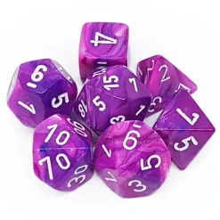 Dice<Violet / White: Festive Polyhedral Die Set (7's) CHX 27457 - Miniature Marvels: Airplane Models & Painted Dice