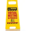 Egpull<Warning Virtual Meeting in Progress "Pants Optional"  Caution Desk Office Sign - Miniature Marvels: Airplane Models & Painted Dice