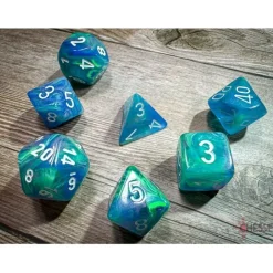 Dice<Waterlily / White: Festive Polyhedral Dice Set (7's) CHX 27546 - Miniature Marvels: Airplane Models & Painted Dice
