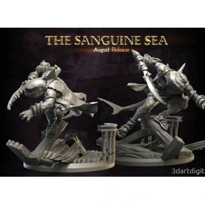 Miniature<Wereshark Male Leaping - Miniature Marvels: Airplane Models & Painted Dice