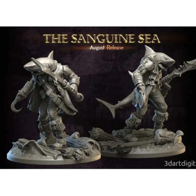 Miniature<Wereshark Male Walking - Miniature Marvels: Airplane Models & Painted Dice