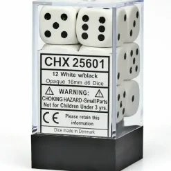 Dice<White with Black: Opaque 12d6 16mm Dice Set CHX 25601 - Miniature Marvels: Airplane Models & Painted Dice