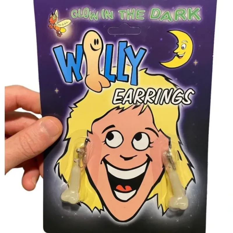Egpull<Willy Pecker Earrings - Glows in Dark - Funny Joke Bachelorette Party Joke Gift - Miniature Marvels: Airplane Models & Painted Dice