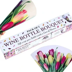 Egpull<WINE BOTTLE BOUQUET - Pack of 2 - Gift Wrap Your Bottle inside a Cone of Flowers - Miniature Marvels: Airplane Models & Painted Dice