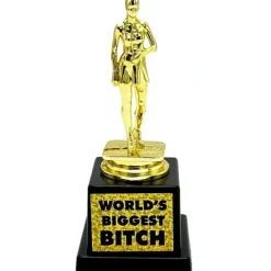 Egpull<World's Biggest Bitch Trophy Golden Award - Funny Novelty Joke Gag Gift - Miniature Marvels: Airplane Models & Painted Dice