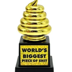 Egpull<World's Biggest Piece of S*#T Trophy Golden Award - Funny Novelty Joke Gag Gift - Miniature Marvels: Airplane Models & Painted Dice