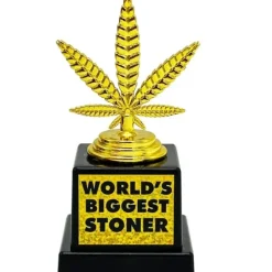 Egpull<World's Biggest Stoner - Weed Marijuana Leaf Pot Head Golden Trophy Award Gift - Miniature Marvels: Airplane Models & Painted Dice