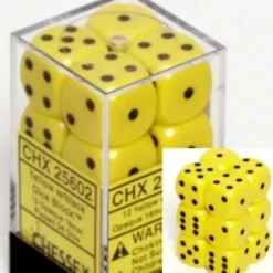 Dice<Yellow with Black: Opaque 12d6 16mm Dice Set CHX 25602 - Miniature Marvels: Airplane Models & Painted Dice