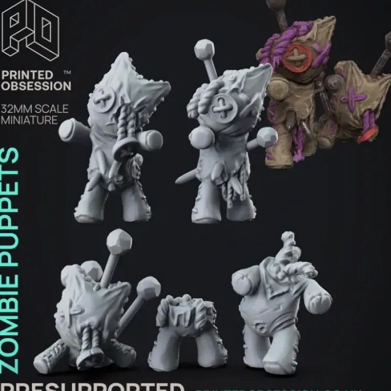 Miniature<Zombie Puppets - Miniature Marvels: Airplane Models & Painted Dice